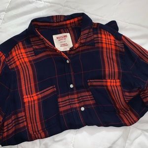 orange and blue flannel